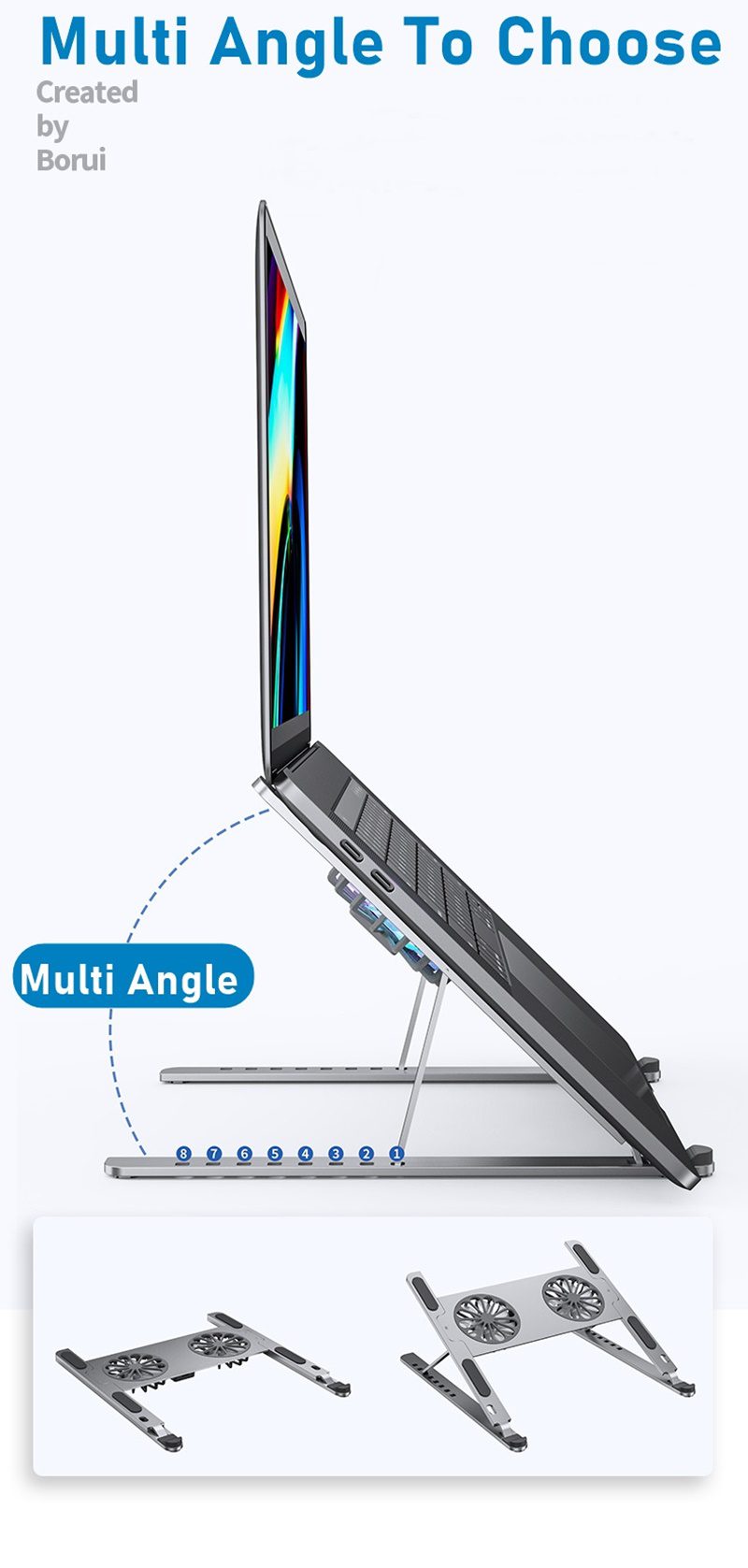 Giá Đỡ Tản Nhiệt Laptop 2 Quạt Thép Aluminum Cao Cấp