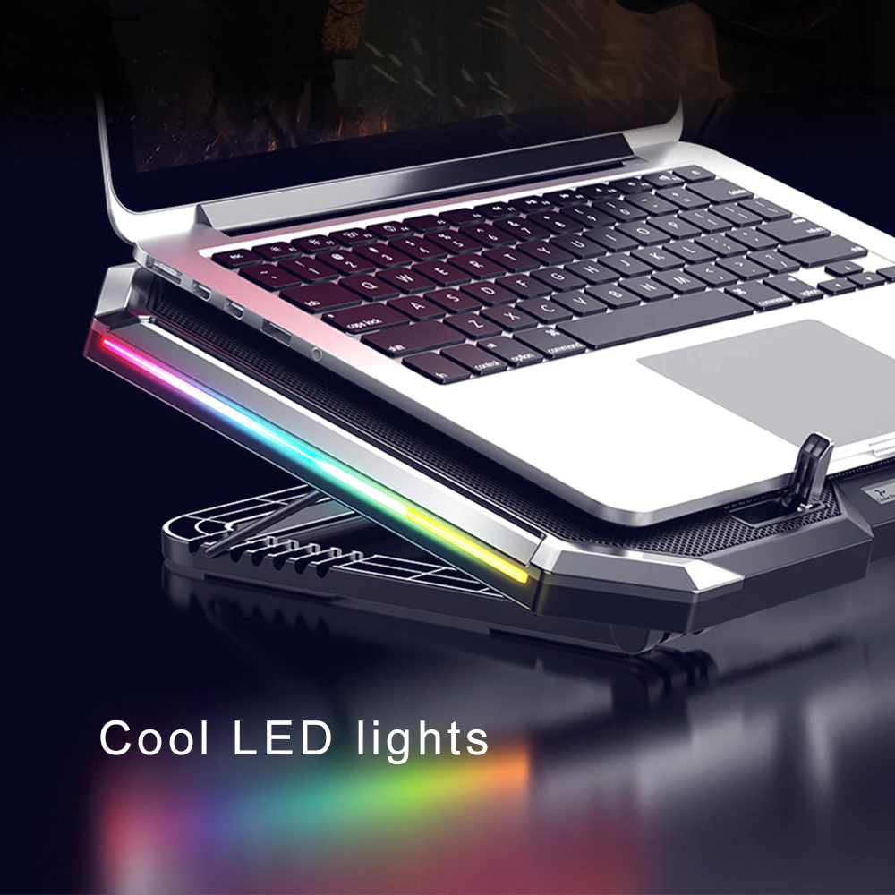 Đế Tản Nhiệt Laptop 6 Quạt Màn Hình Led Dải Màu Rgb
