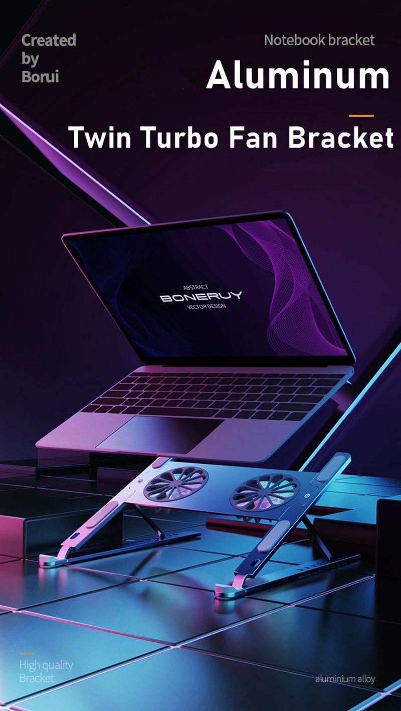 Giá Đỡ Tản Nhiệt Laptop 2 Quạt Thép Aluminum Cao Cấp