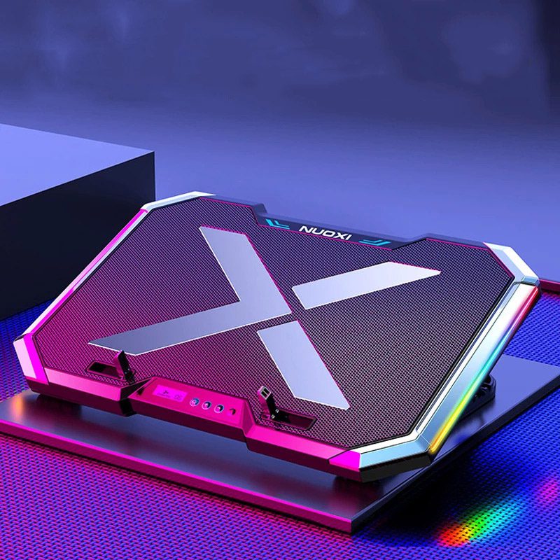 Đế Tản Nhiệt Laptop 6 Quạt Màn Hình LED Dải Màu RGB