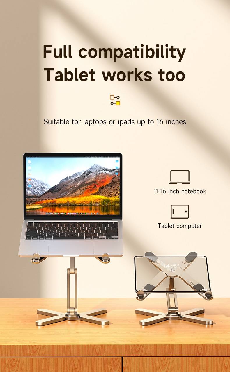 Giá Đỡ Laptop Gấp Gọn Xoay 360 Độ Hợp Kim Nhôm Cao Cấp-10