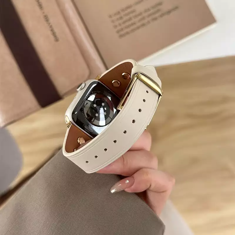 Day Apple Watch Retro Real Leather Strap Women Wrist Bracelet K76Defe9K