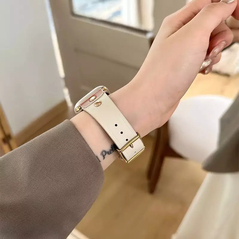 Day Apple Watch Retro Real Leather Strap Women Wrist Bracelet