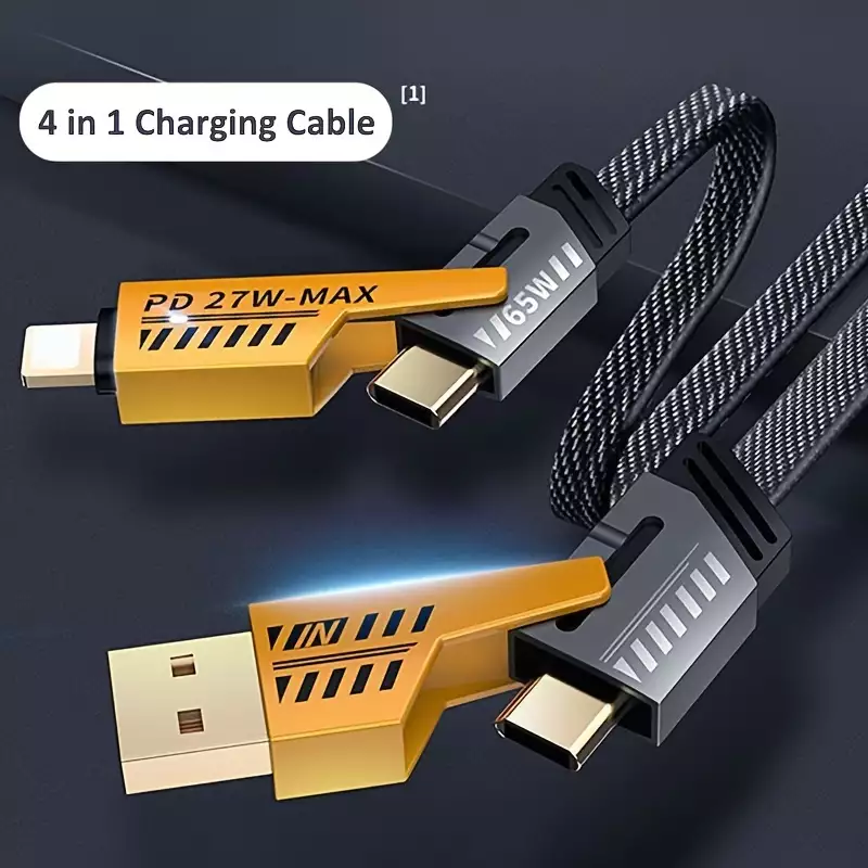 Day Sac Nhanh 4 In 1 Mecha Data Cable Pd65W Type C Usb Lightning Pd65W 9Gyapbqby